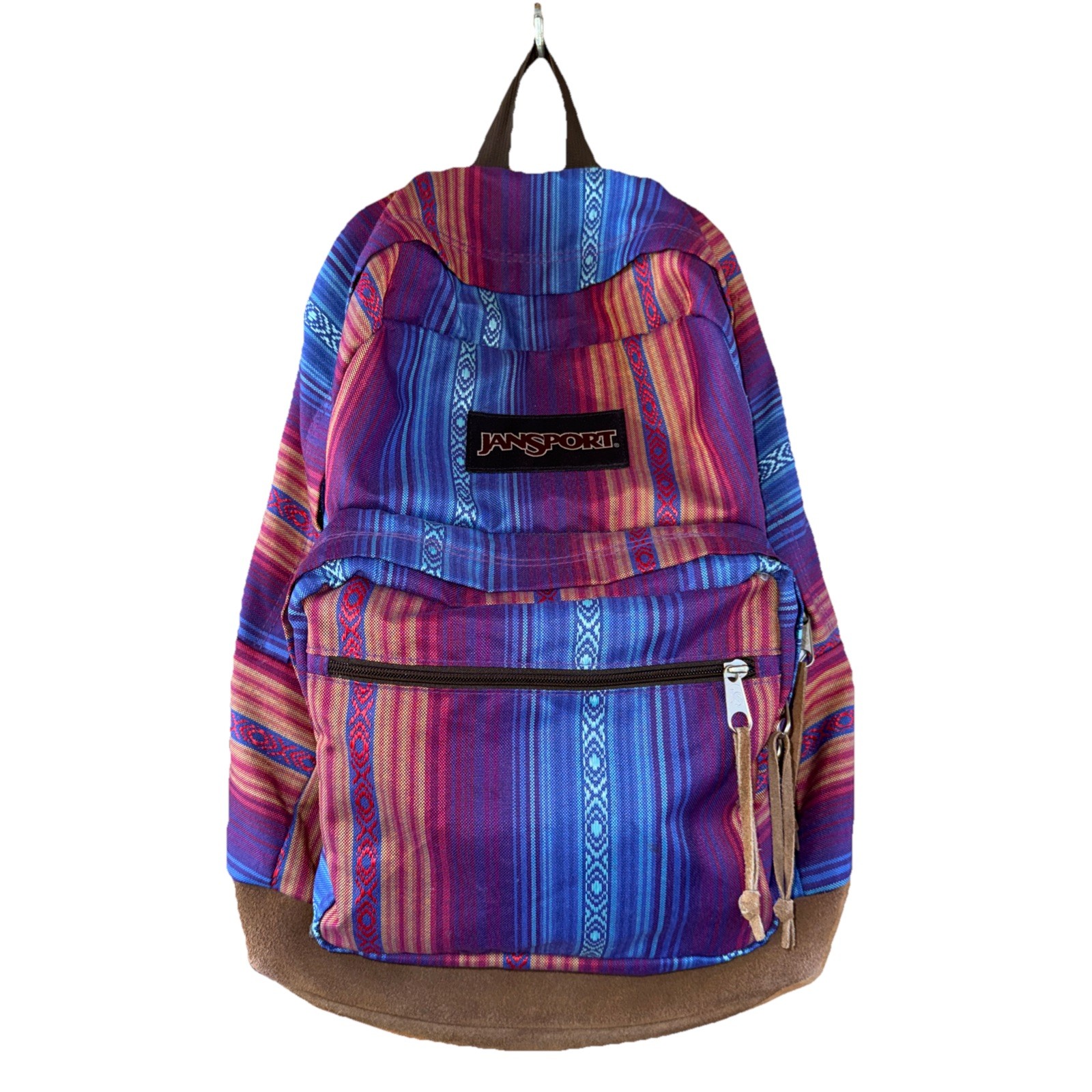 JanSport Originals Multi-Color Stripe Aztec Suede Bottom Preppy Western Bohemian