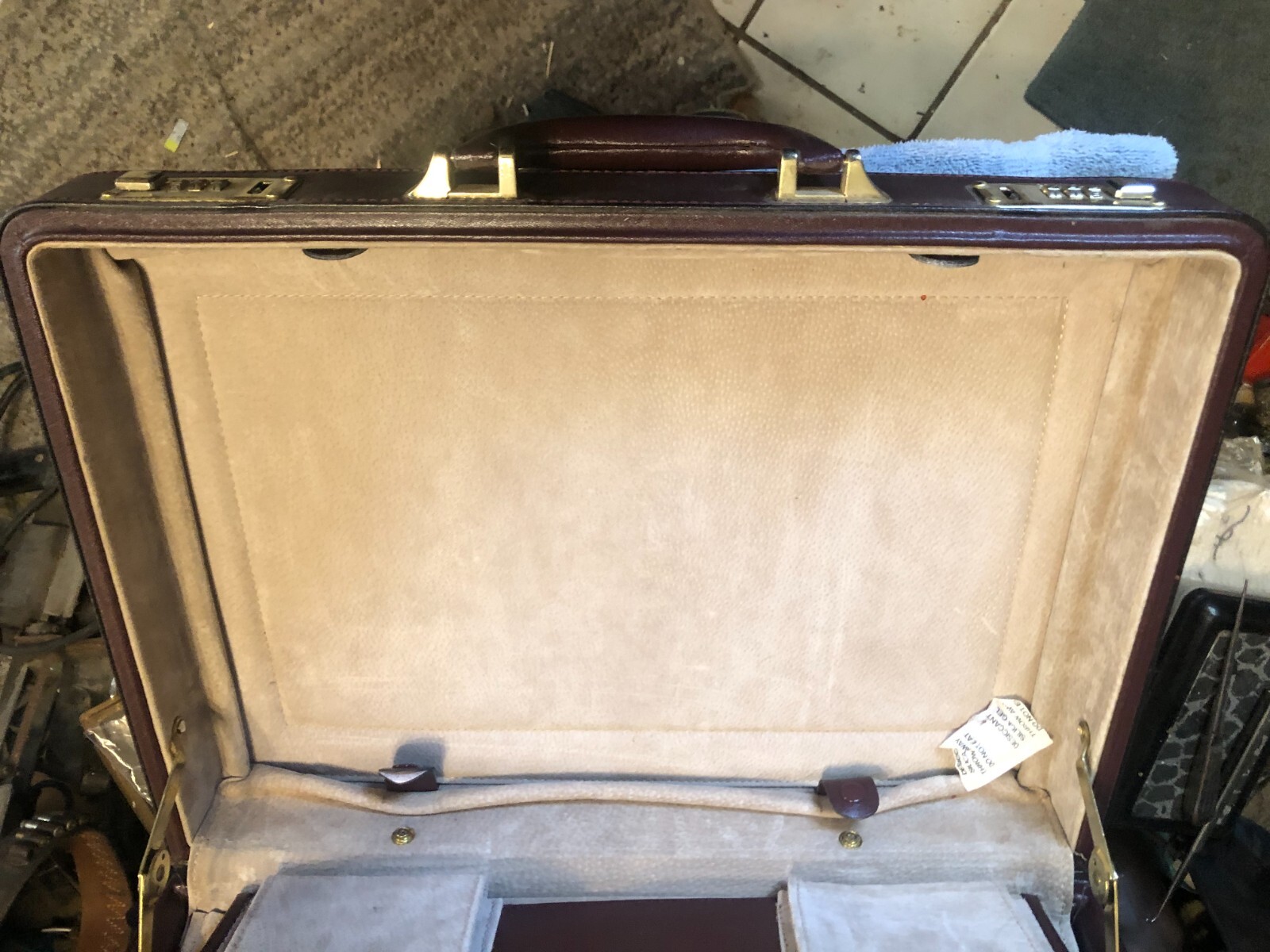 Vintage Leather Combination Lock Briefcase Hardshell Attache Business Case