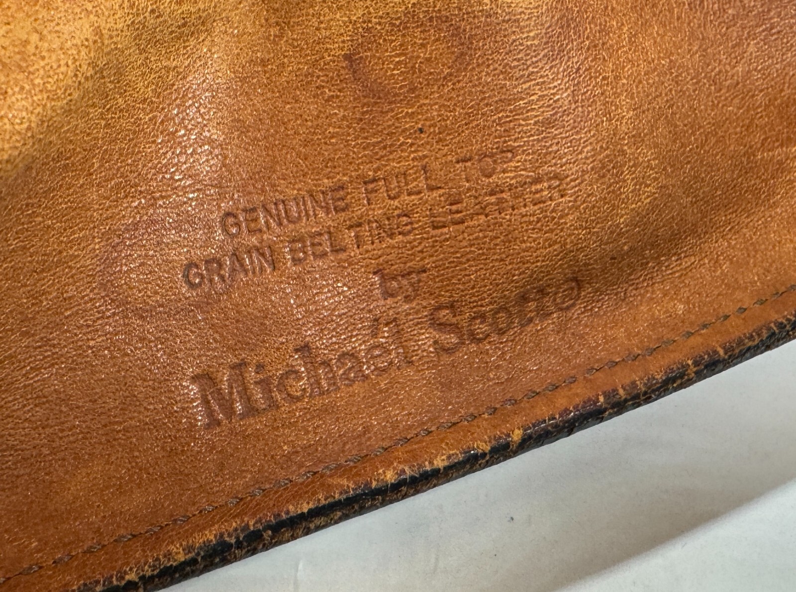 Michael Scott Vintage Full Grain Leather & Knit Fabric Messenger Bag Briefcase