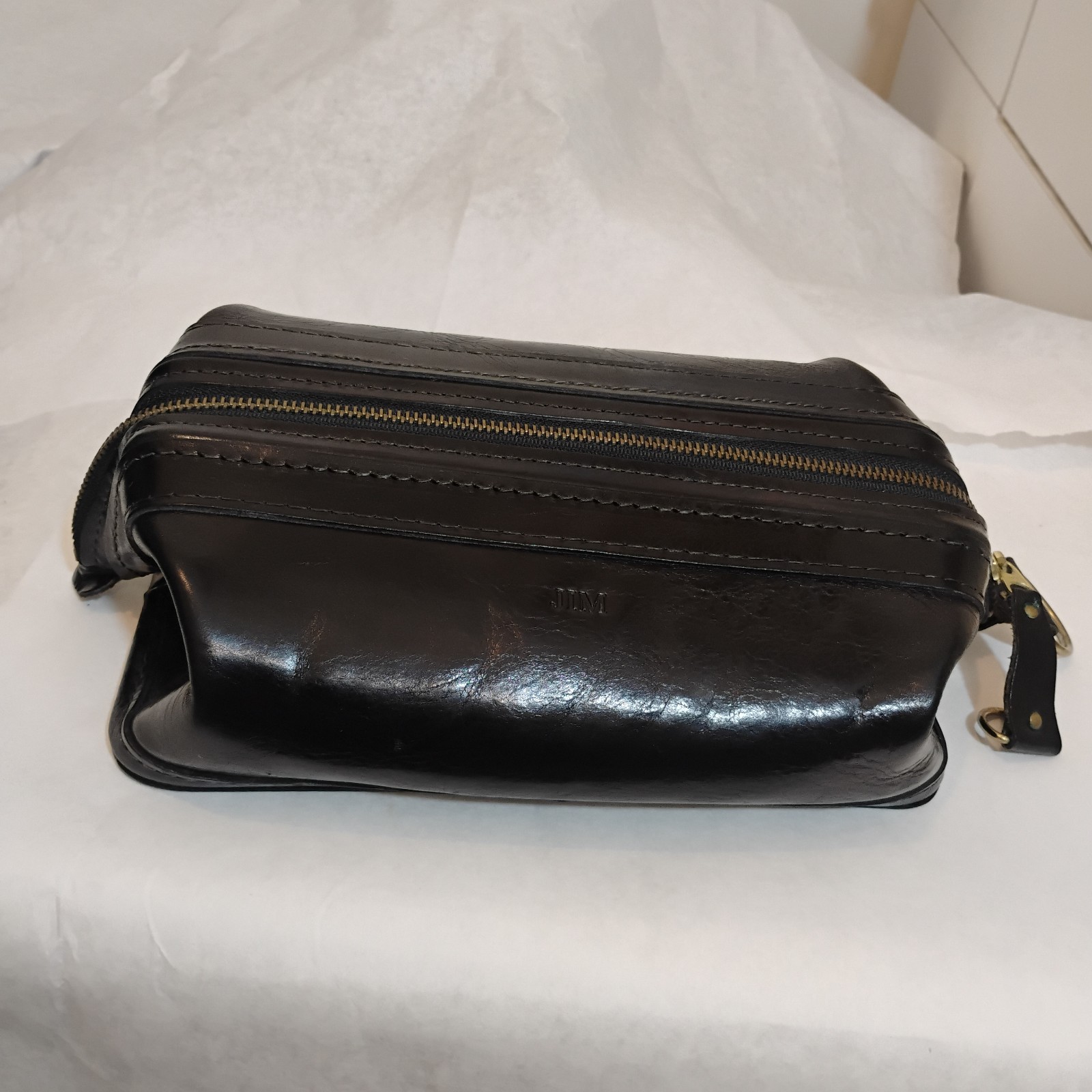 BOSCA Utili-kit Black Leather Bag Made in USA Rare
