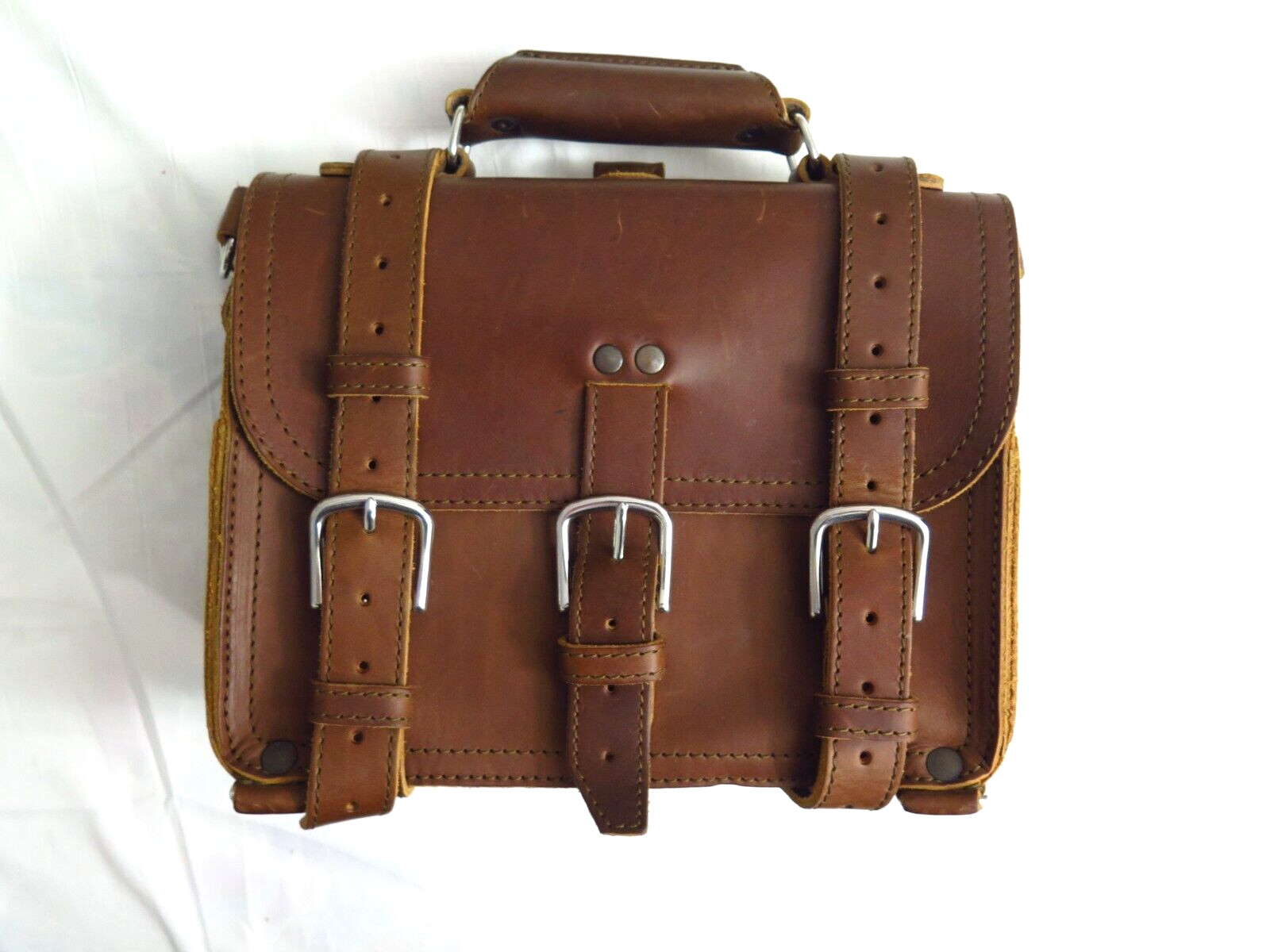 12″x9″x5″ Saddleback Leather SMALL CLASSIC BRIEFCASE Tobacco Suede-Lined 2-Rivet