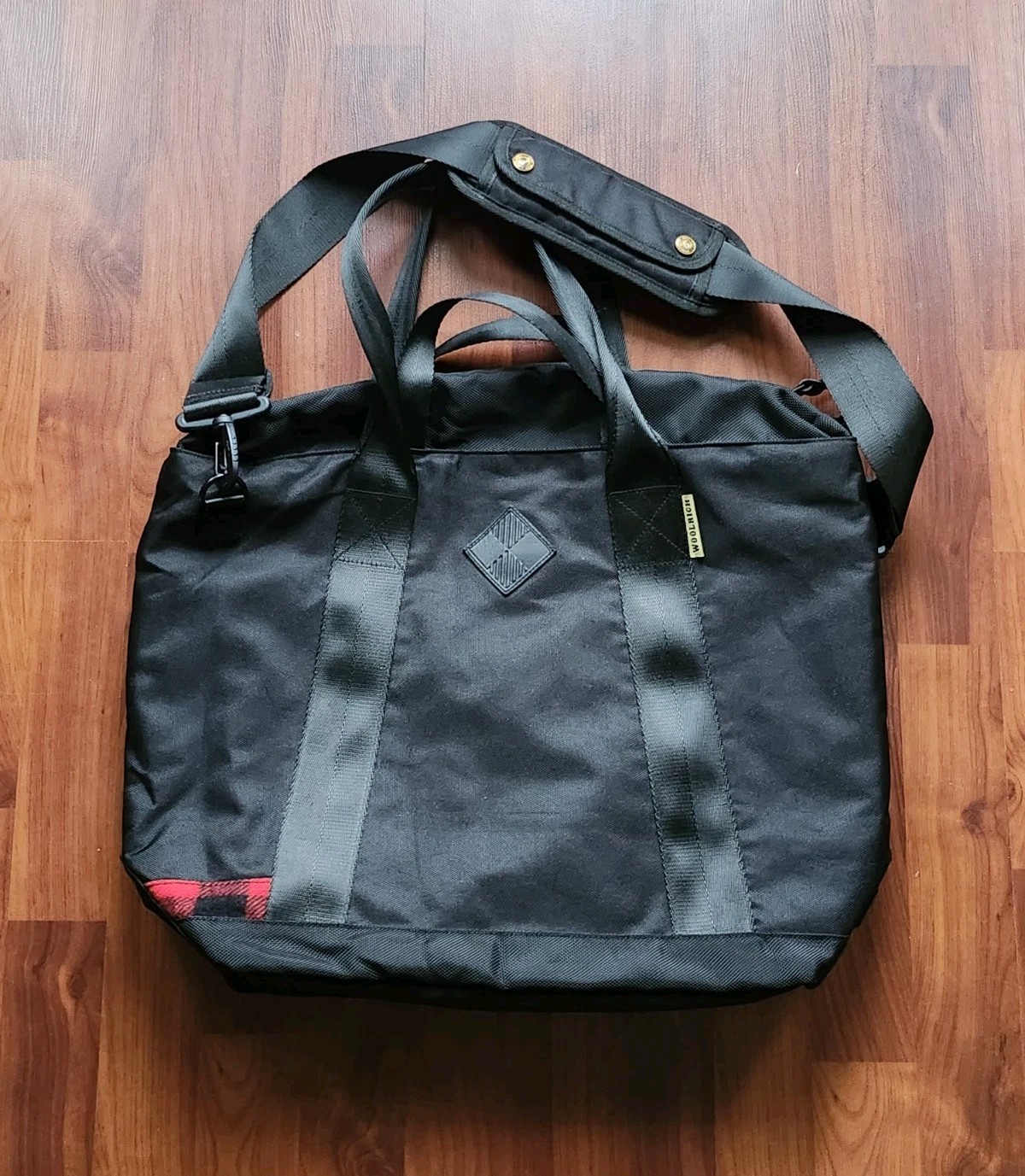 Woolrich x The Hill-Side Briefcase Laptop Tote Bag Black Buffalo Check Strap