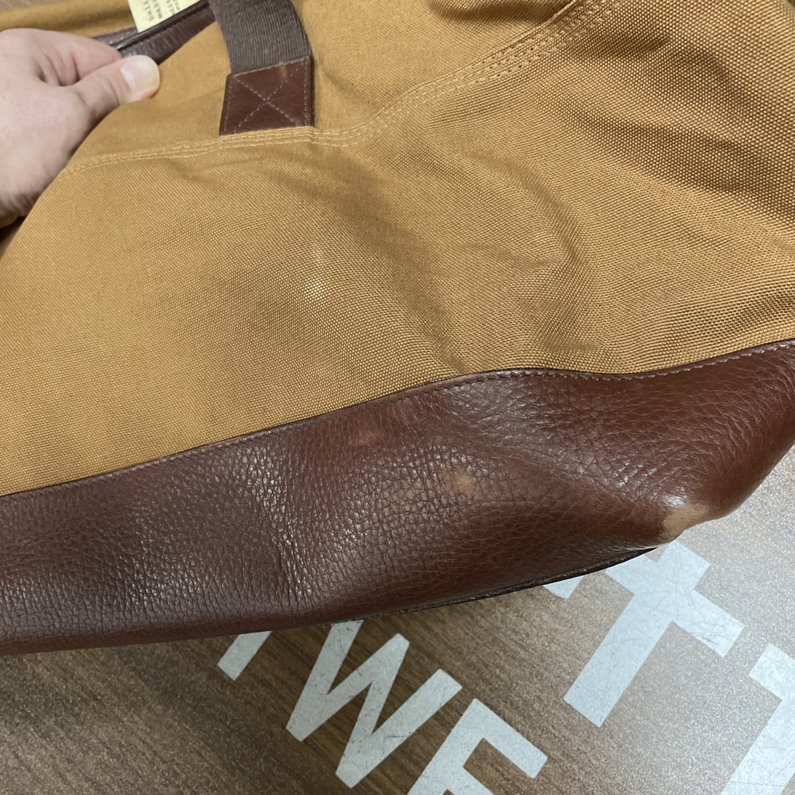 Carhartt Bag Made In USA 125th Anniversary Duffel Duck Leather Brass 18×10.5×10”