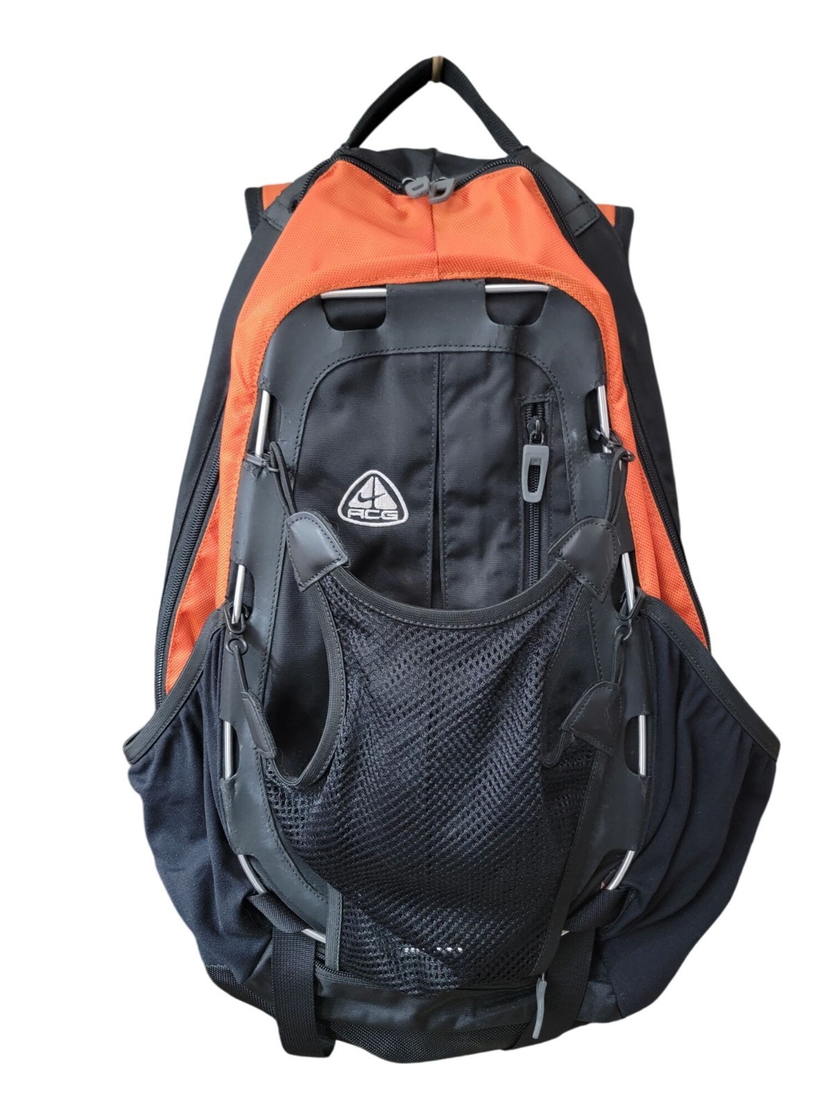 VTG Nike Acg Backpack Bioknx Black & Orange 100% Nylon Adjustable Straps