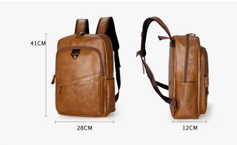Men Backpack PU Leather Backpack Large Laptop Backpacks Men’s Mochilas Backpack