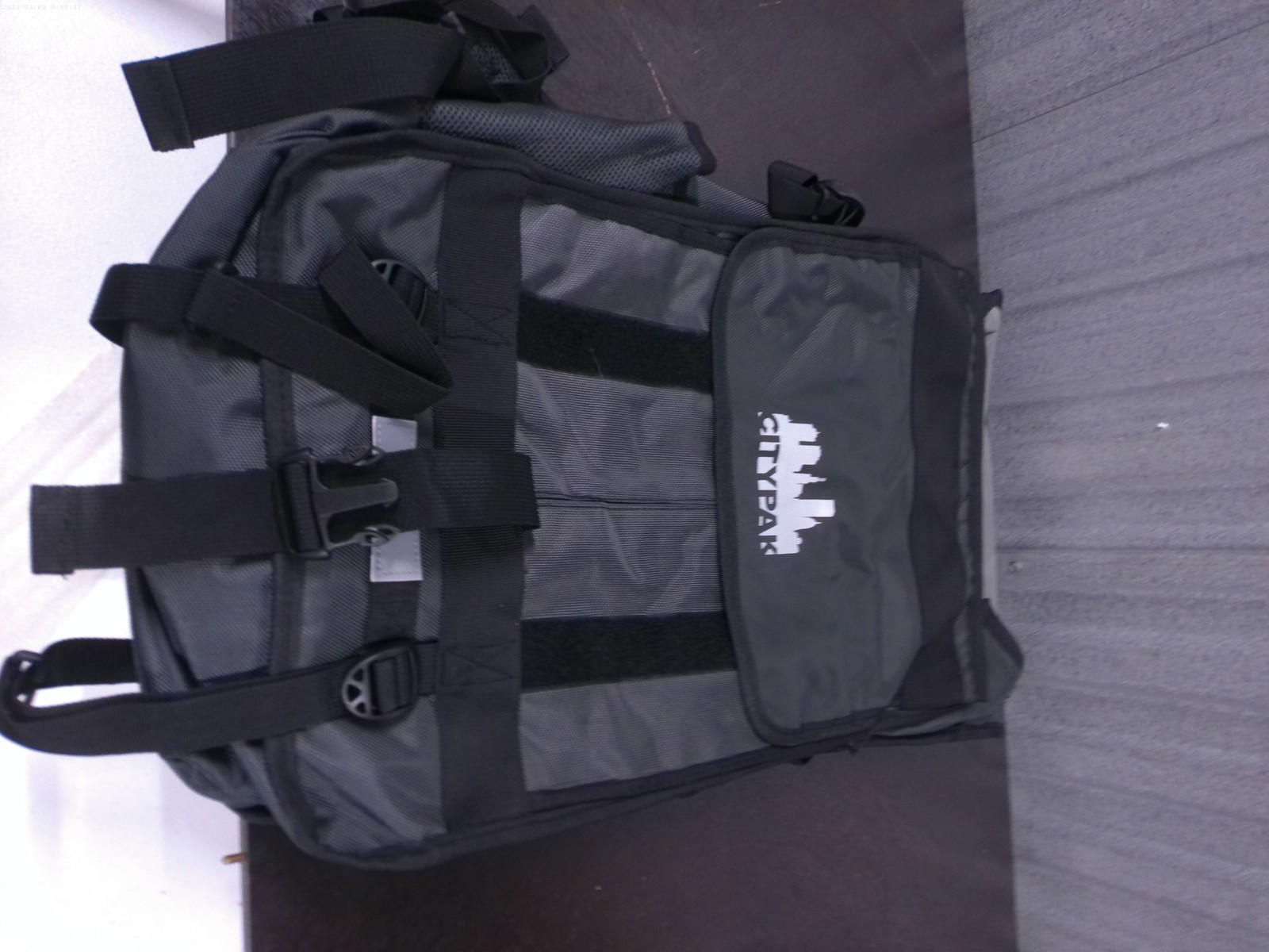 CityPak Black Gray Backpack Durable Travel Laptop Bag with Straps