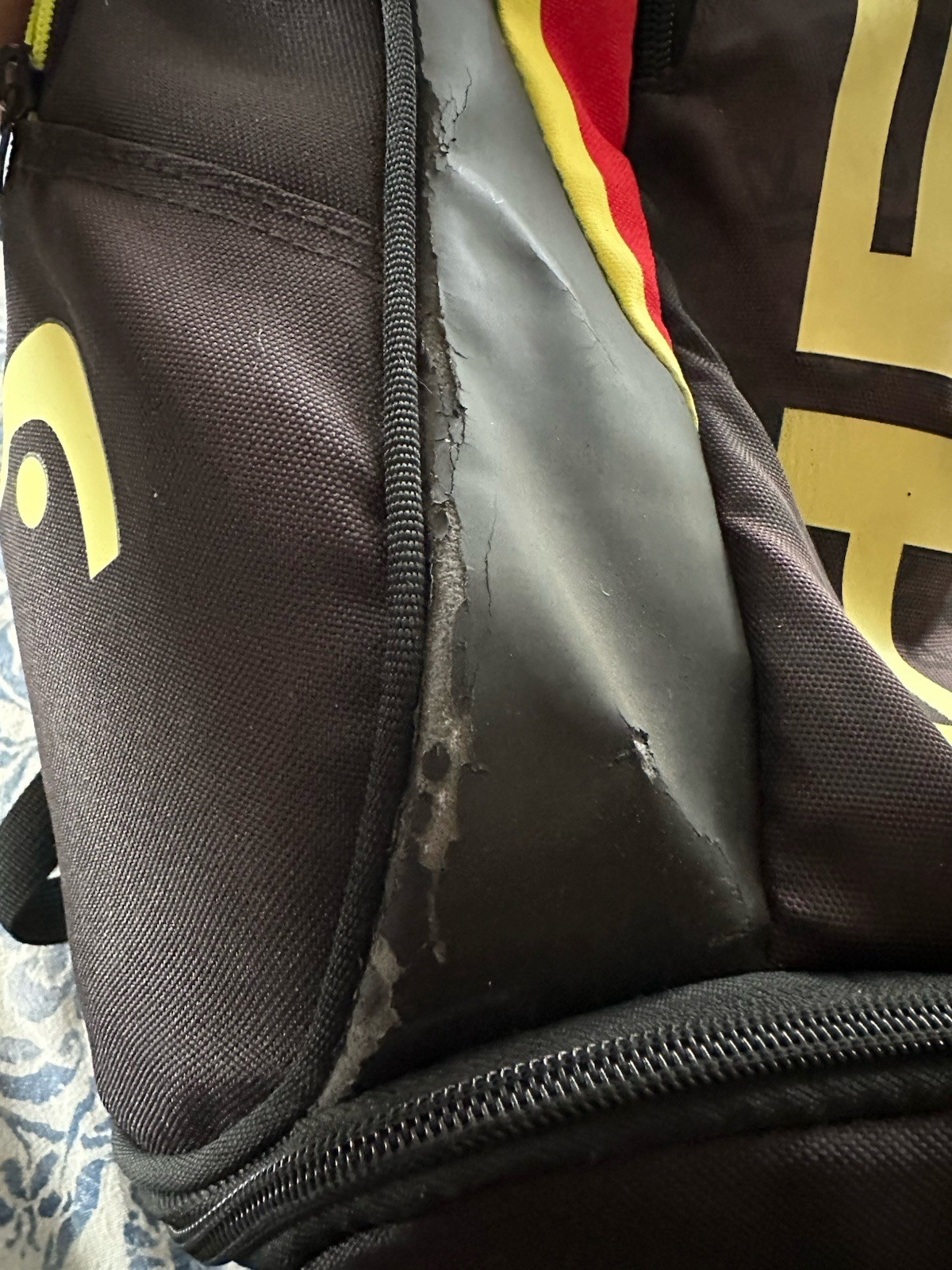 Head Tennis Backpack Black Yellow Red w Padded Straps and Dual-Zipper