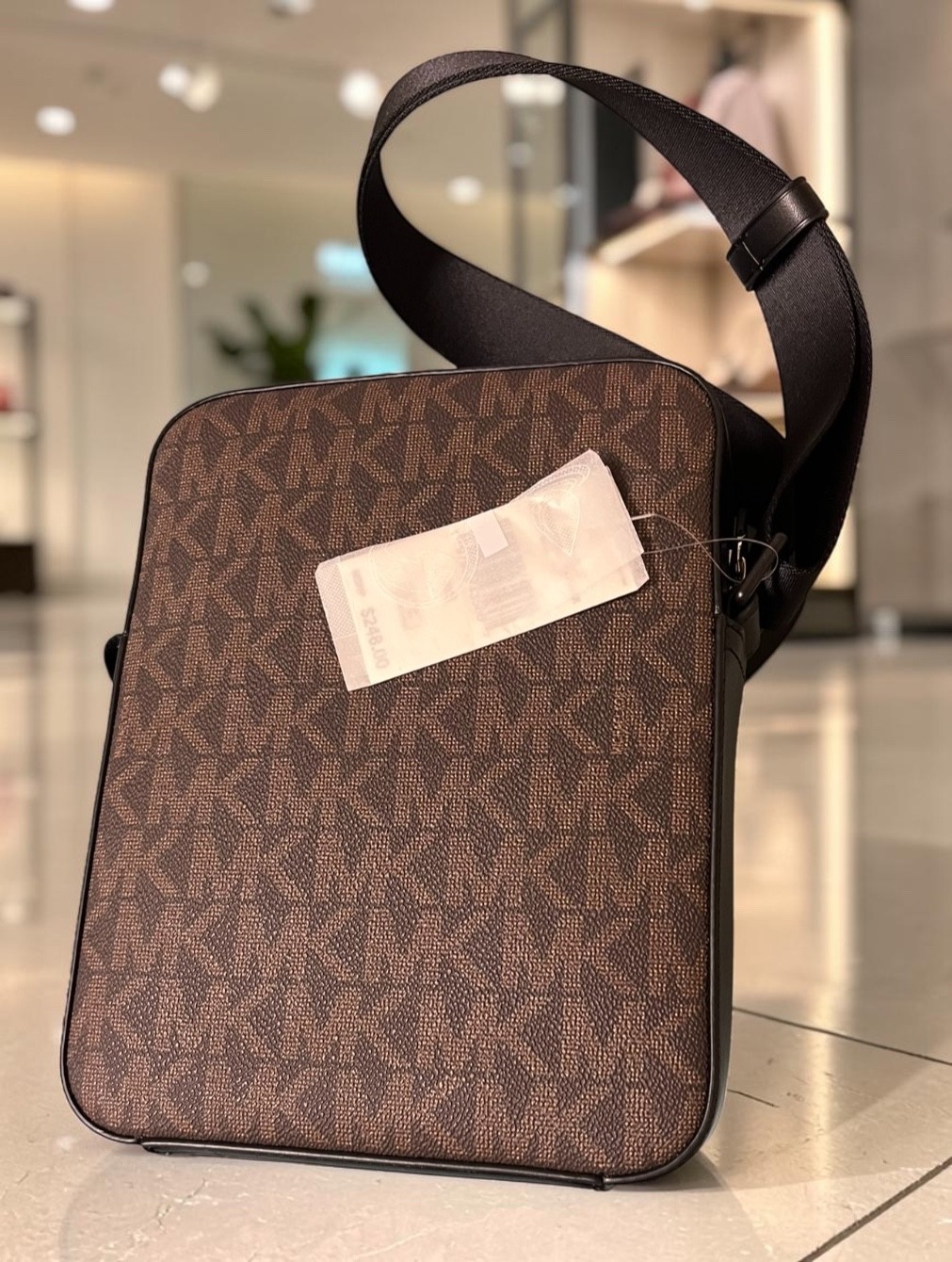 Michael Kors EVERETT Leather Adjustable Strap Unisex Flight Bag (87F5SEVC2B) NWT