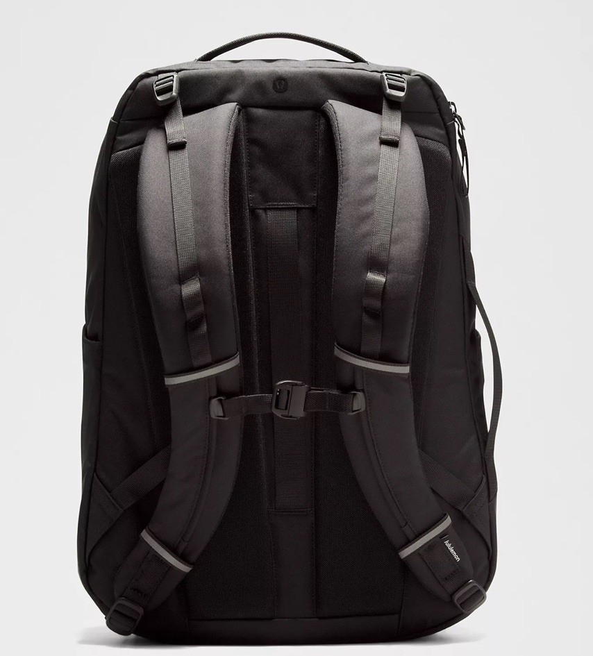 Lululemon Triple-Zip Tech Canvas, 28L Backpack In Black / Tan Interior