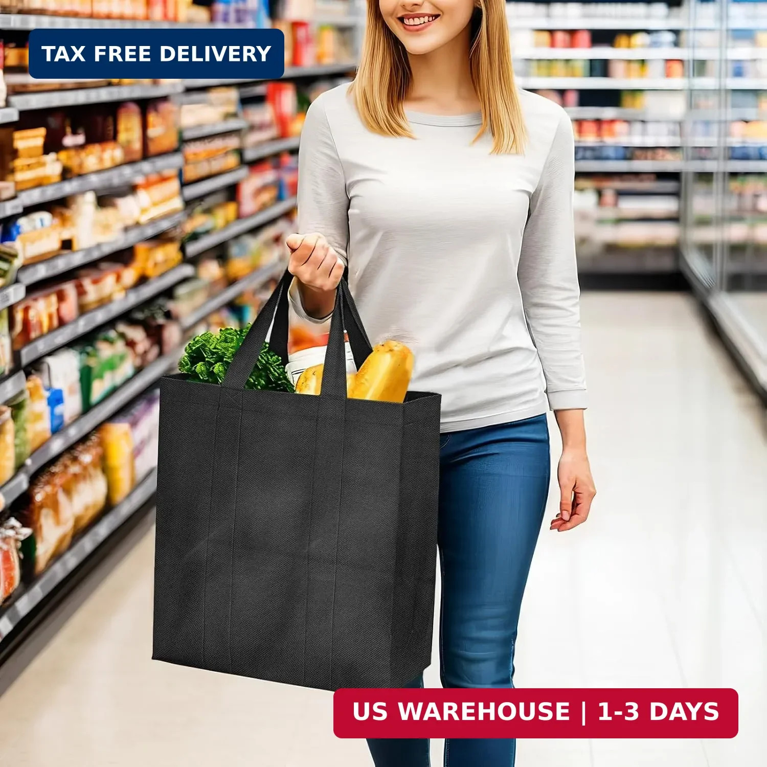 MOLOSLEEVE MOLOVA 1 Pack Large Foldable Shopping Bag, 15″ W x 12.5″ H x 10″ D, R