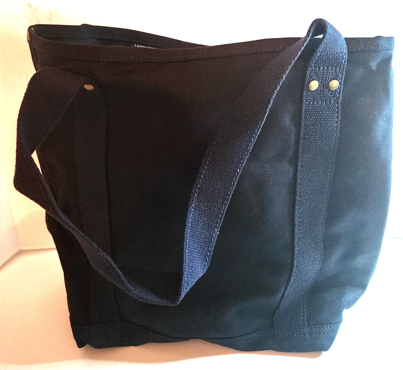 Lands’ End Navy Blue Medium Canvas Tote Bag with Inner Pockets NEW