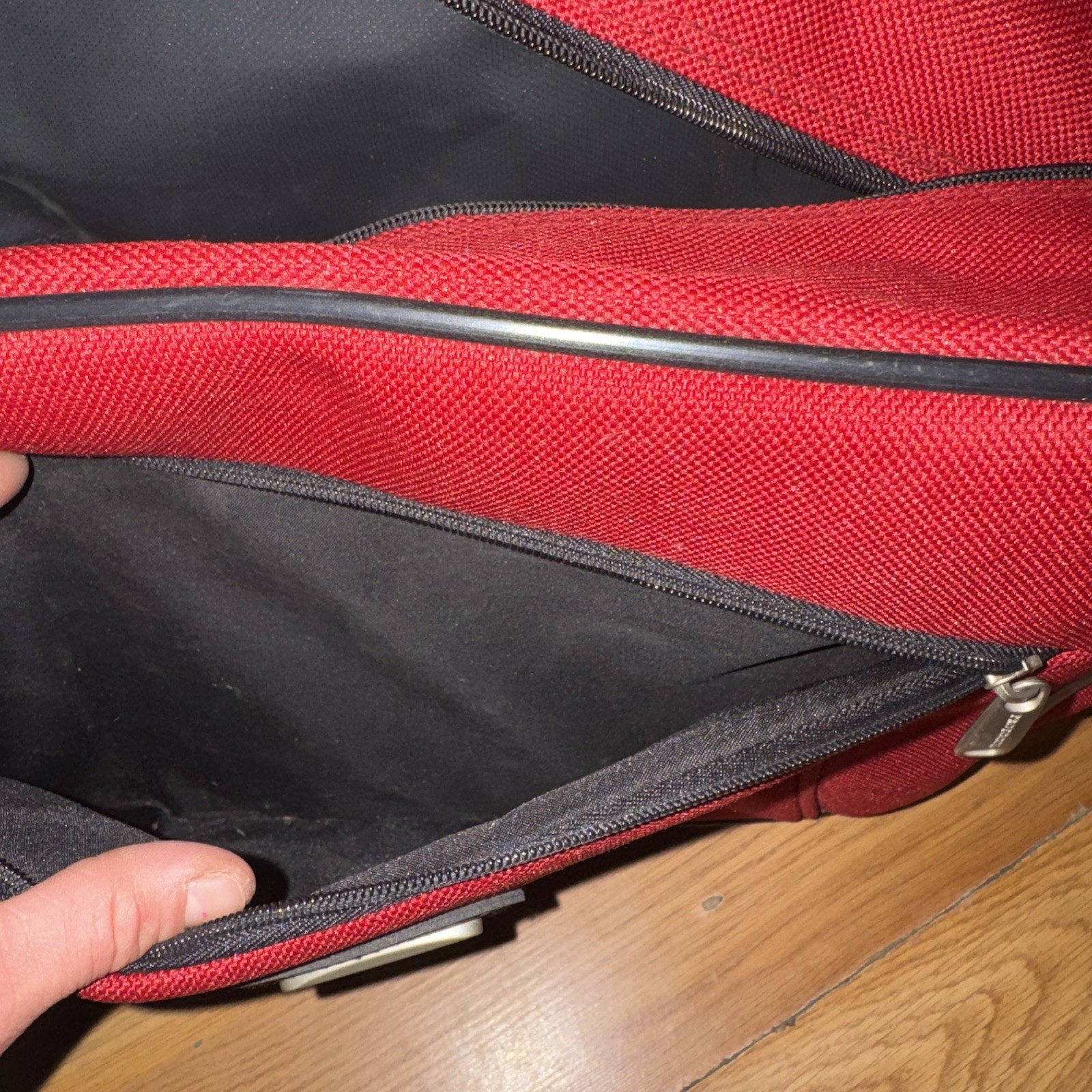Protocol Messenger Bag Red 10in x 12in x 6in water resistant crossbody strap
