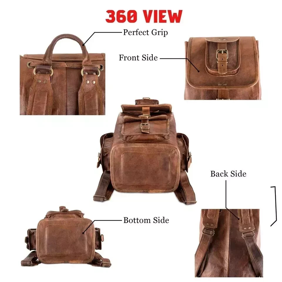 Bag Leather Backpack Genuine Rucksack Men’s Shoulder Vintage Travel Laptop New