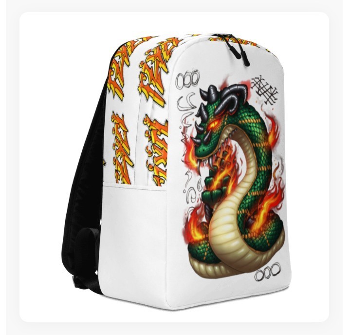 Flyei White Dragon Graphic Print Backpack Zip Closure Adjustable Shoulder Straps