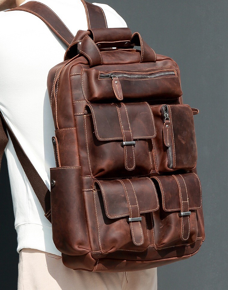Genuine Leather Canvas Retro Backpacks | Laptop Shoulder Bags