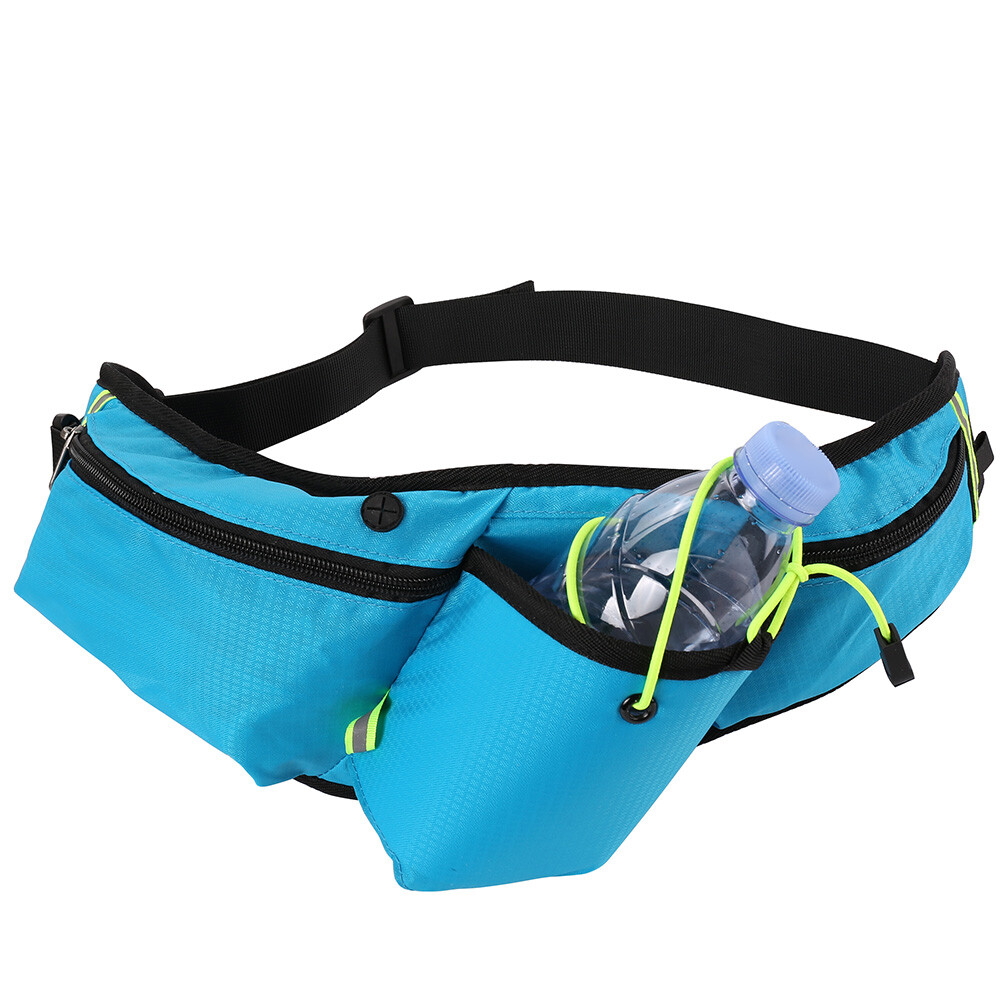 Blue Nylon Sport Running Waist Pack Zip Fanny Bag For Samsung Galaxy S24 Ultra