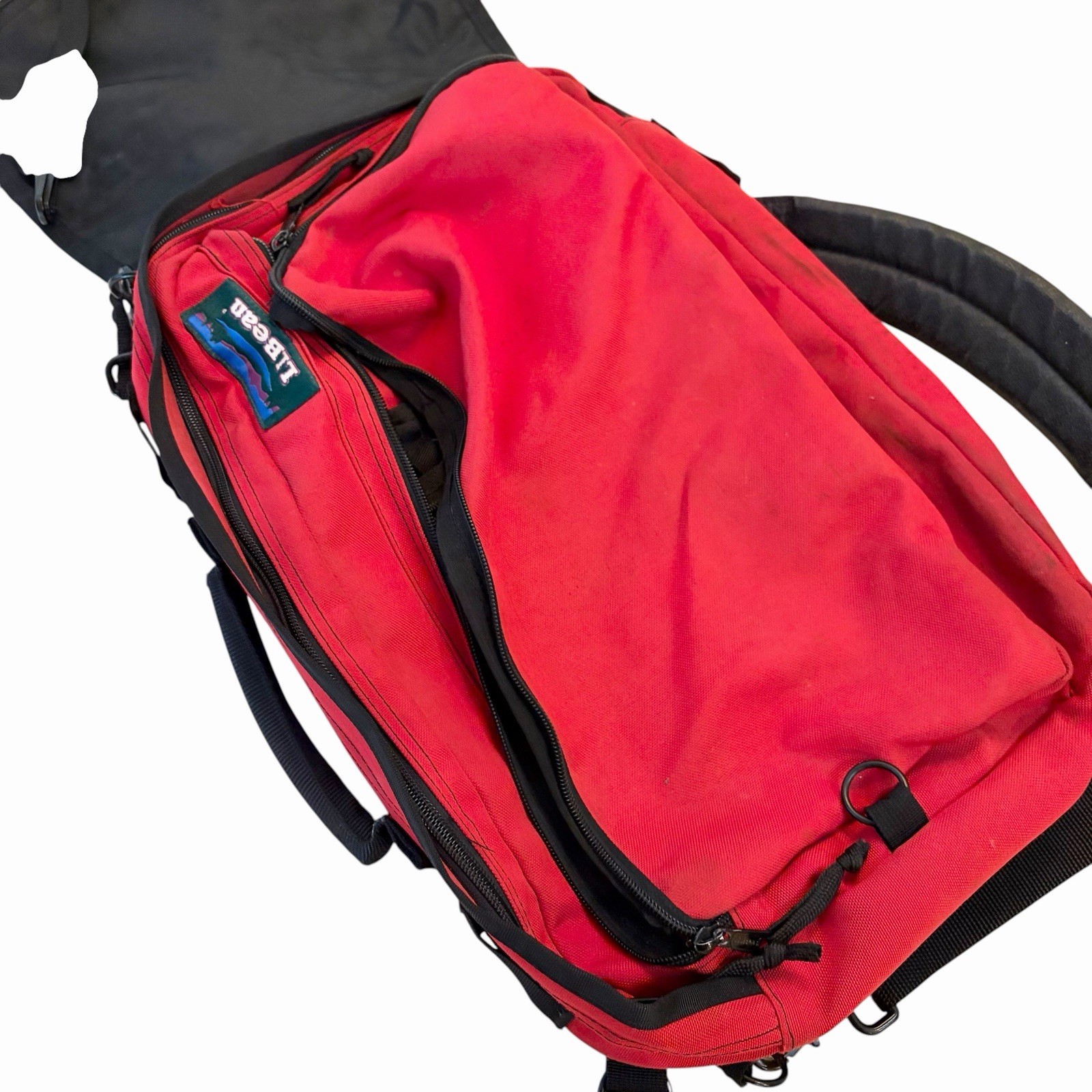 L.L. Bean Convertible Backpack Messenger Bag Laptop Case Red Gorpcore