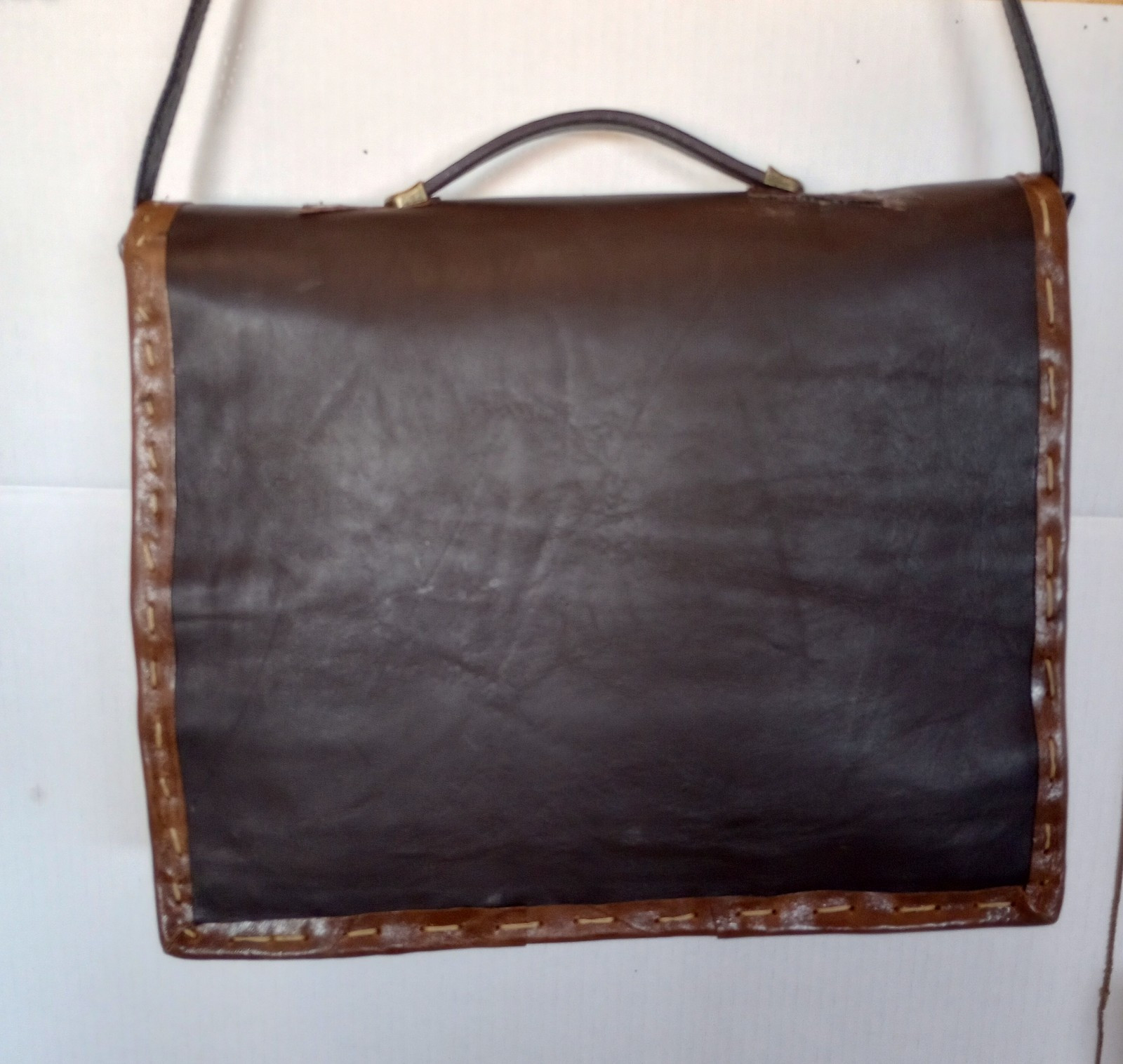 Men custom made brown leather Men BRIEFCASE.