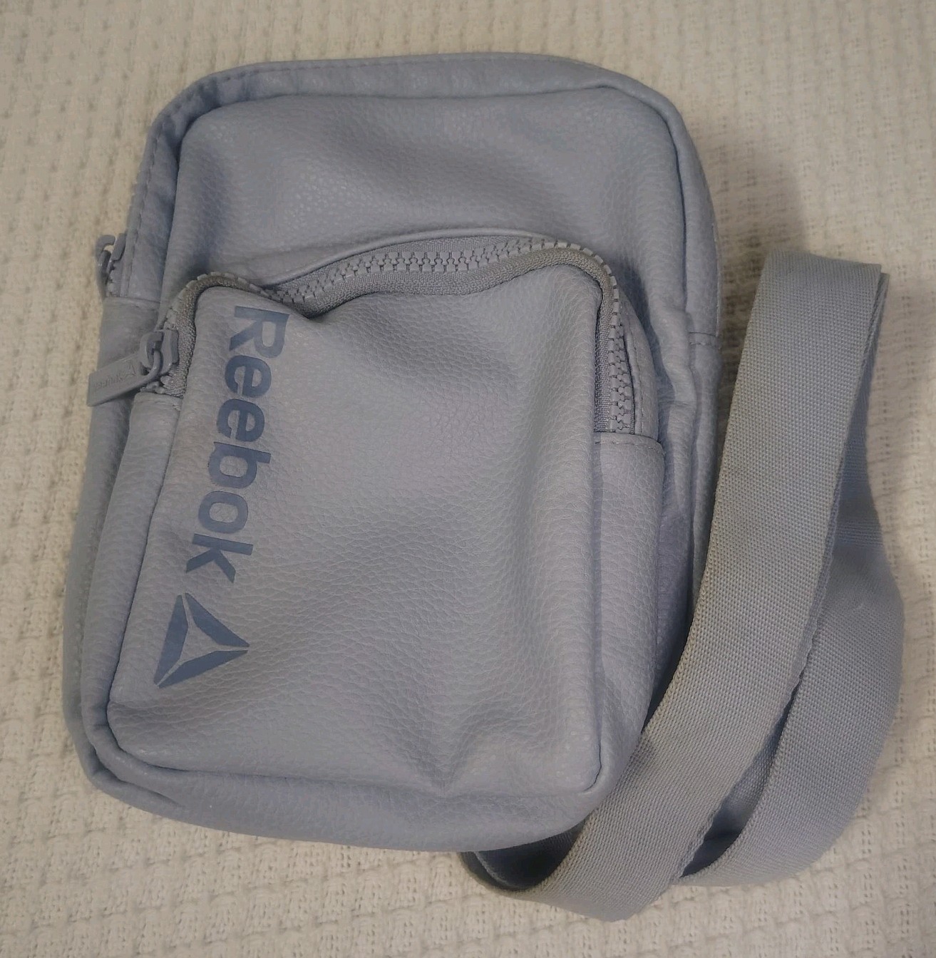 Reebok Faux Leather Light Blue Unisex Crossbody Bag Compact Sling Sporty