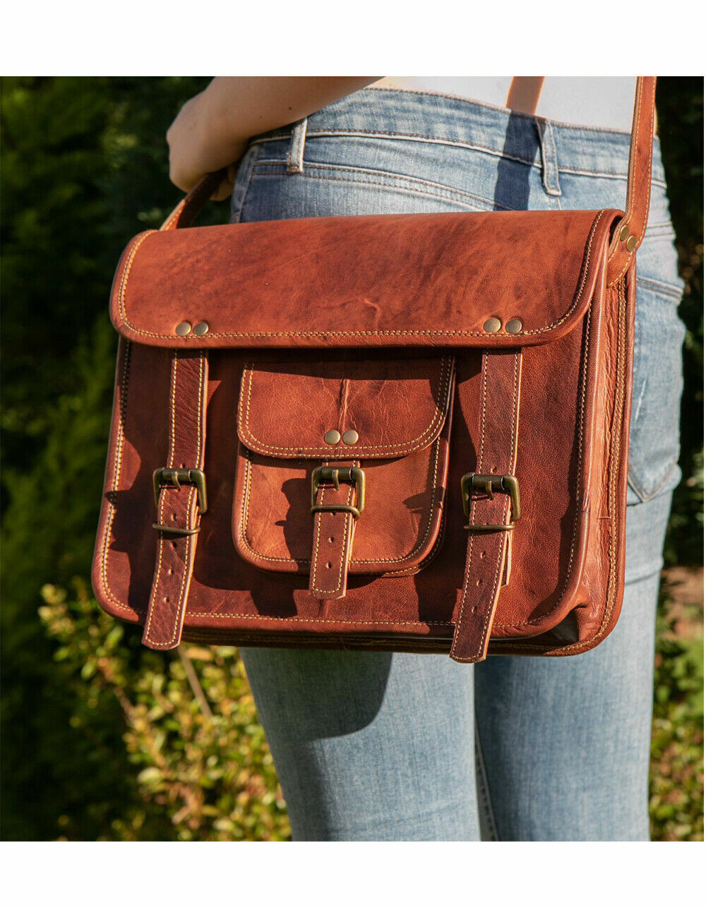 Mens Genuine Vintage Leather Satchel Messenger Man HandBag Laptop Briefcase Bag