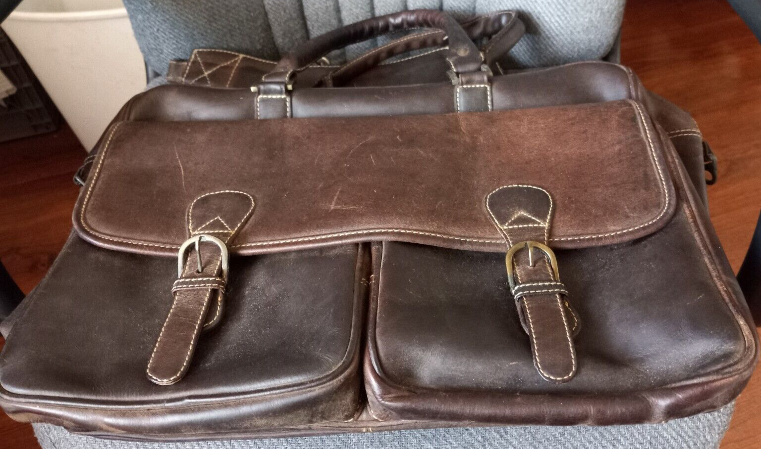 Leather Briefcase Bag Canyon Outback Brown Large Vintage India