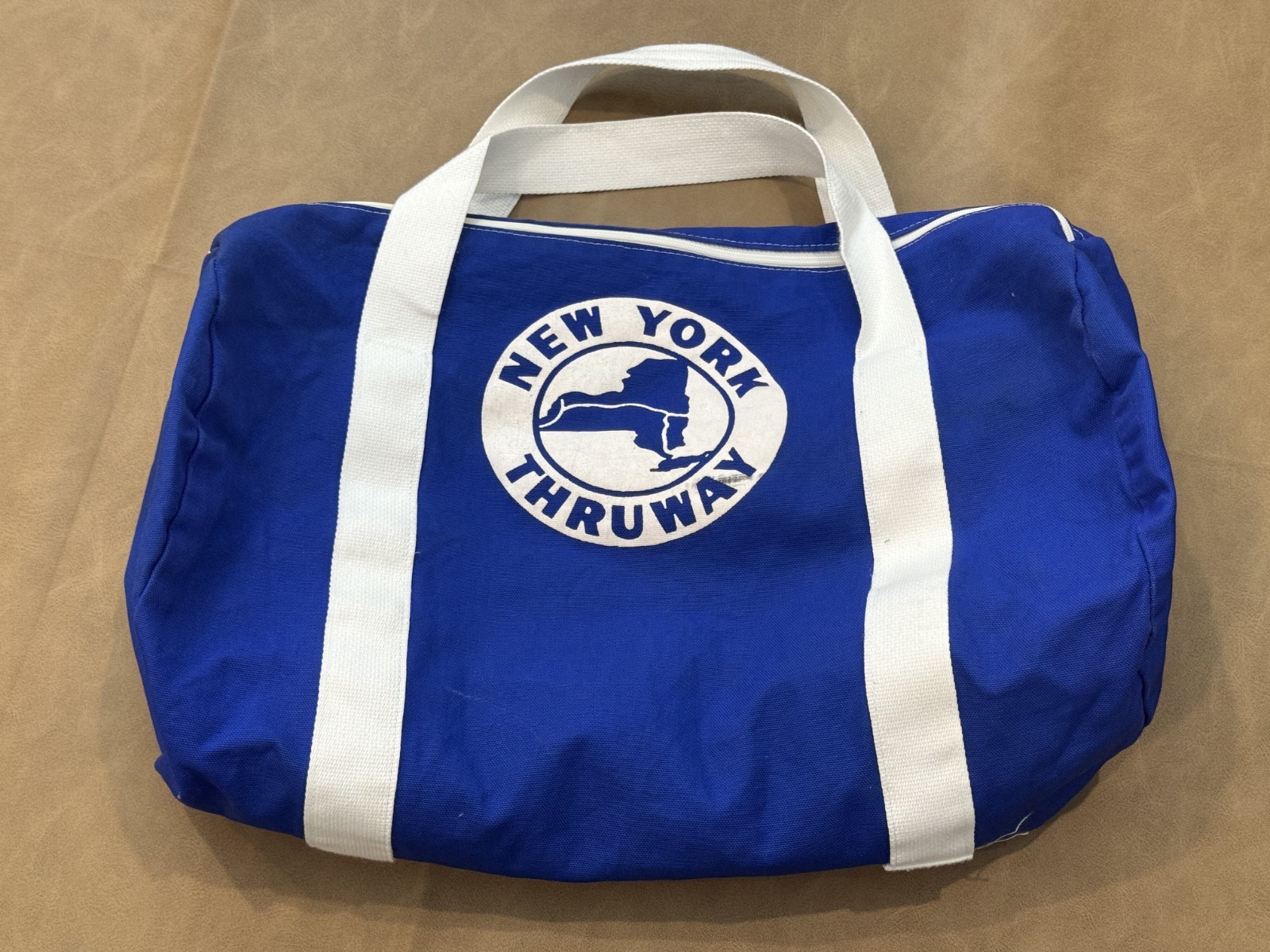 Vintage New York Thruway Duffle Bag Gym Canvas Blue White Augusta Sportswear USA