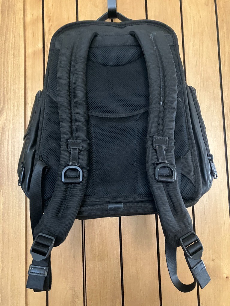 Tumi Alpha 3 Backpack – Black Ballistic Nylon and Leather Custom Monogram