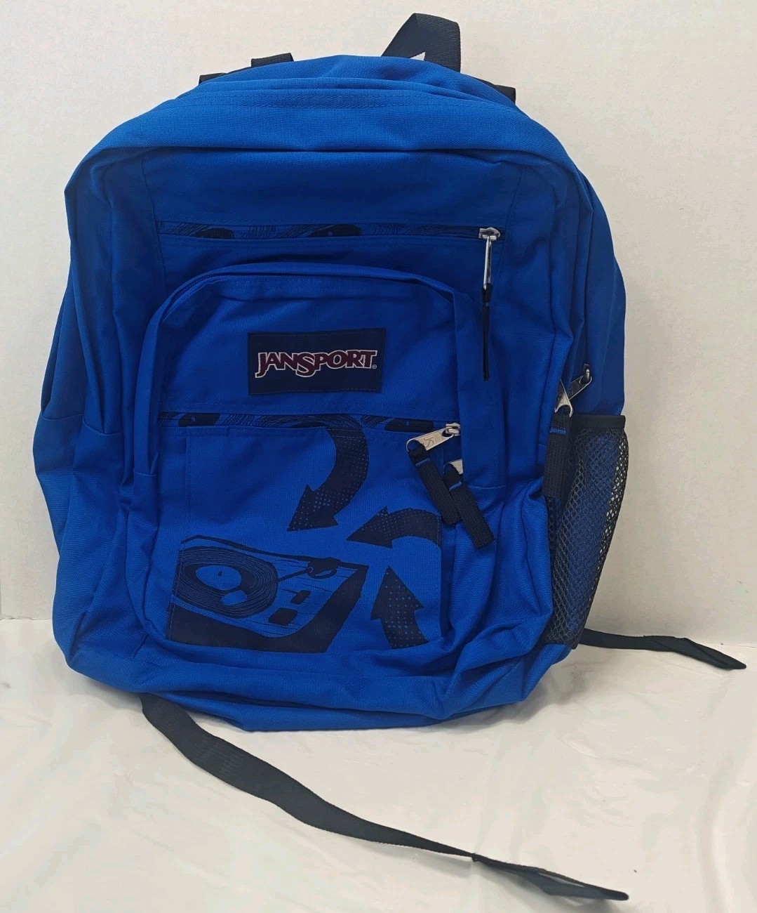 JanSport Big Student Backpack Royal Blue DJ Turntable Graphic Pack TDN7 T475 New