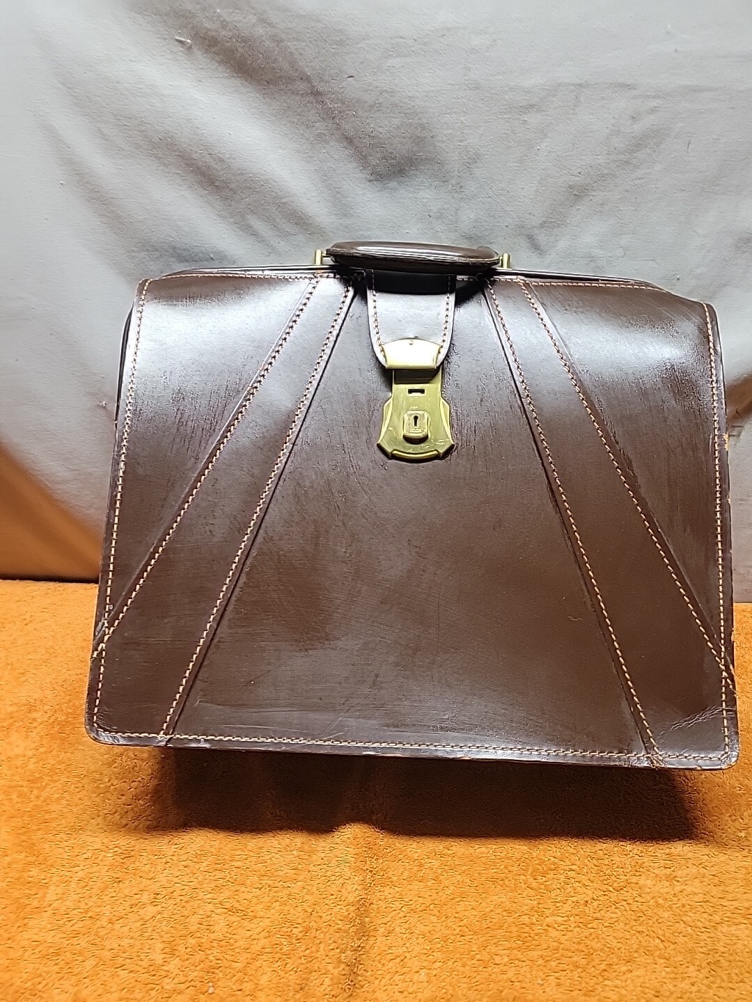 W•VINTAGE US GOVERNMENT MILITARY ISSUED LEATHER BRIEFCASE TYPE IV ca 1960’s