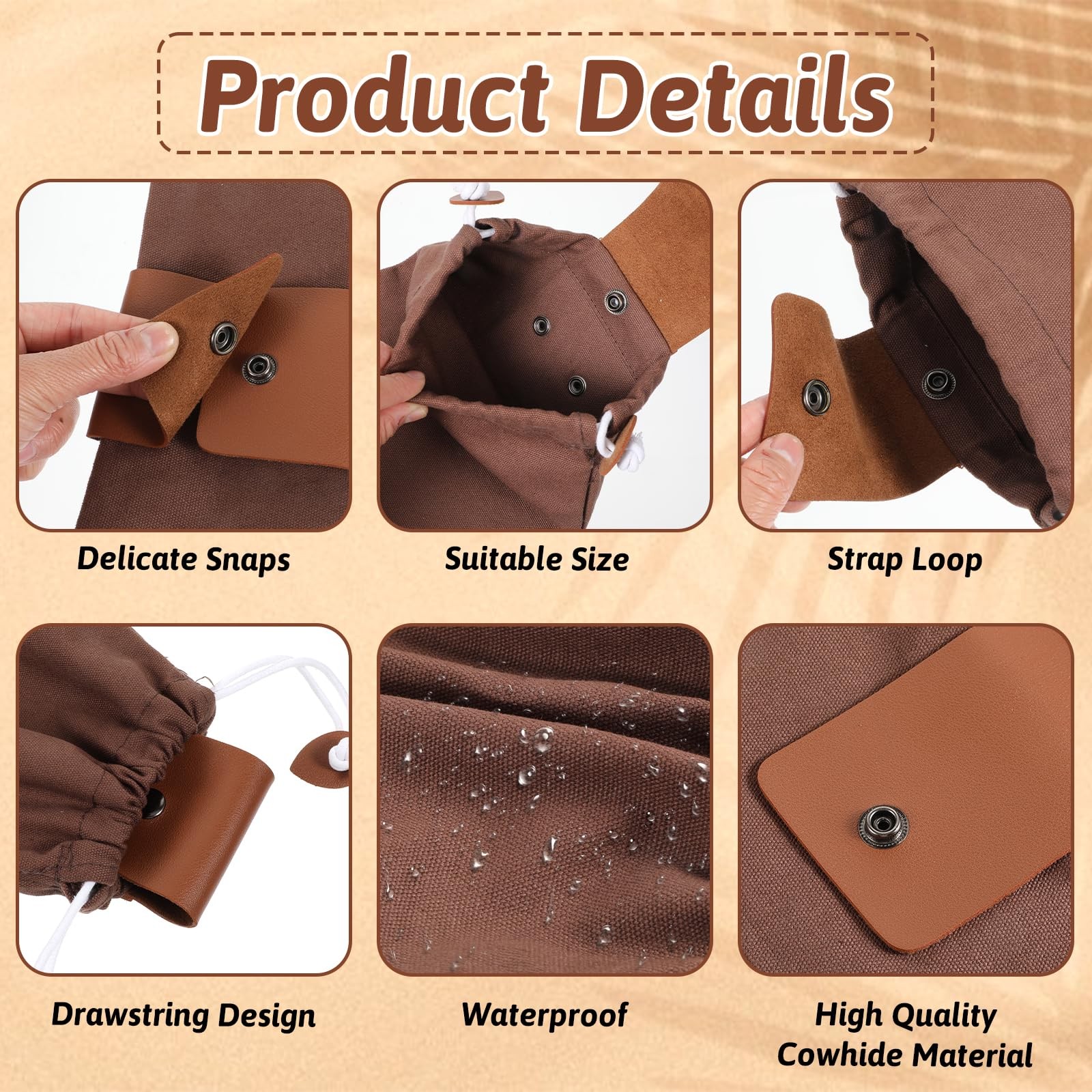 Foraging Pouch Leather Canvas Collapsible Bag Water Resistant Outdoor Camping US
