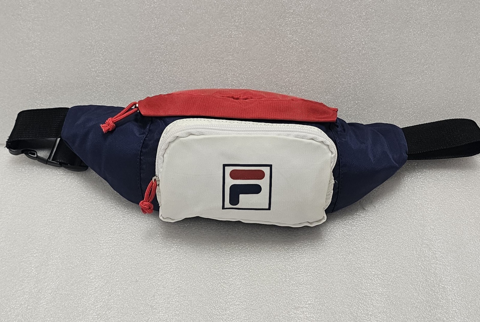 Fila Red White Blue Fanny Pack Waist Belt Bum Hip Bag Adjustable 3-Pockets Zip