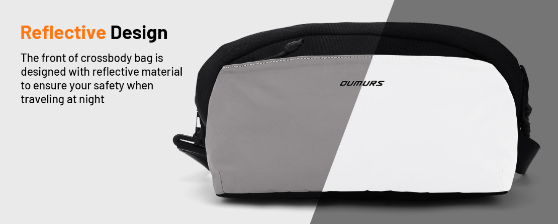Oumurs 4L Reflective Crossbody Bag Sling Bag Lightweight Water-resistant