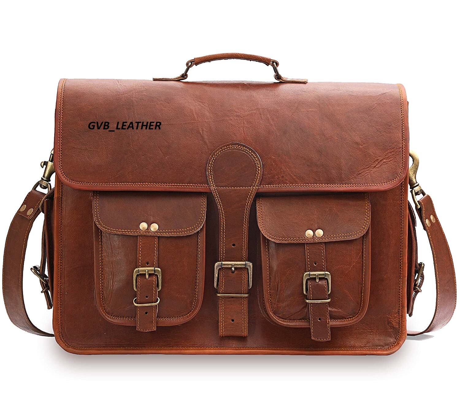 Men’s Genuine Vintage Rustic Brown Leather Messenger Shoulder Laptop Large Bag