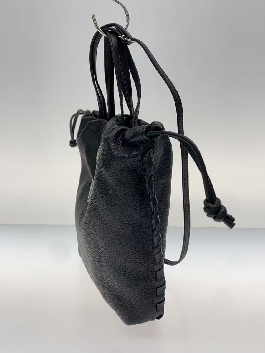 ear PAPILLONNER Buckle Drawstring Shoulder Bag, Leather, Black, Solid Color, EAZ