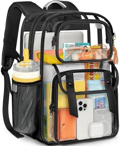 Clear Backpack Heavy Duty Transparent Bookbag, PVC See Through Backpack with …
