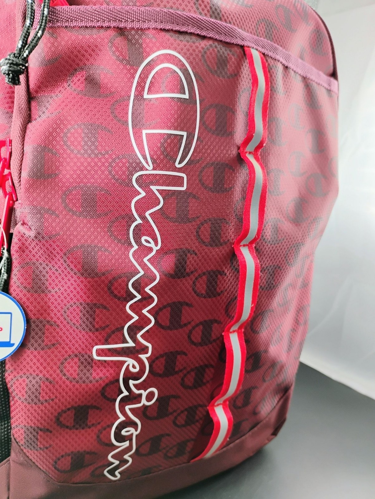 Champion Red Athletic Backpack With Logo & Laptop Compartment