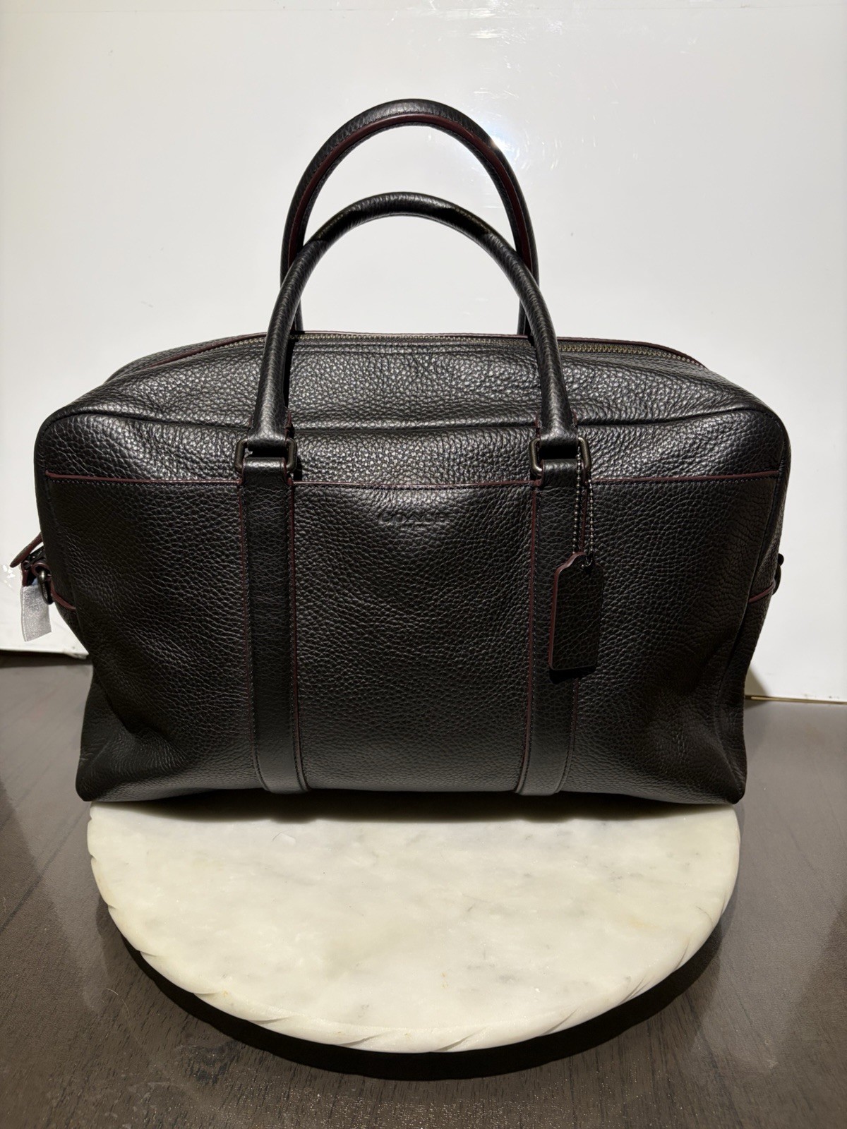 NEW Coach Trekker Weekender Carry All Bag Signature Pebbled Leather Black F78130