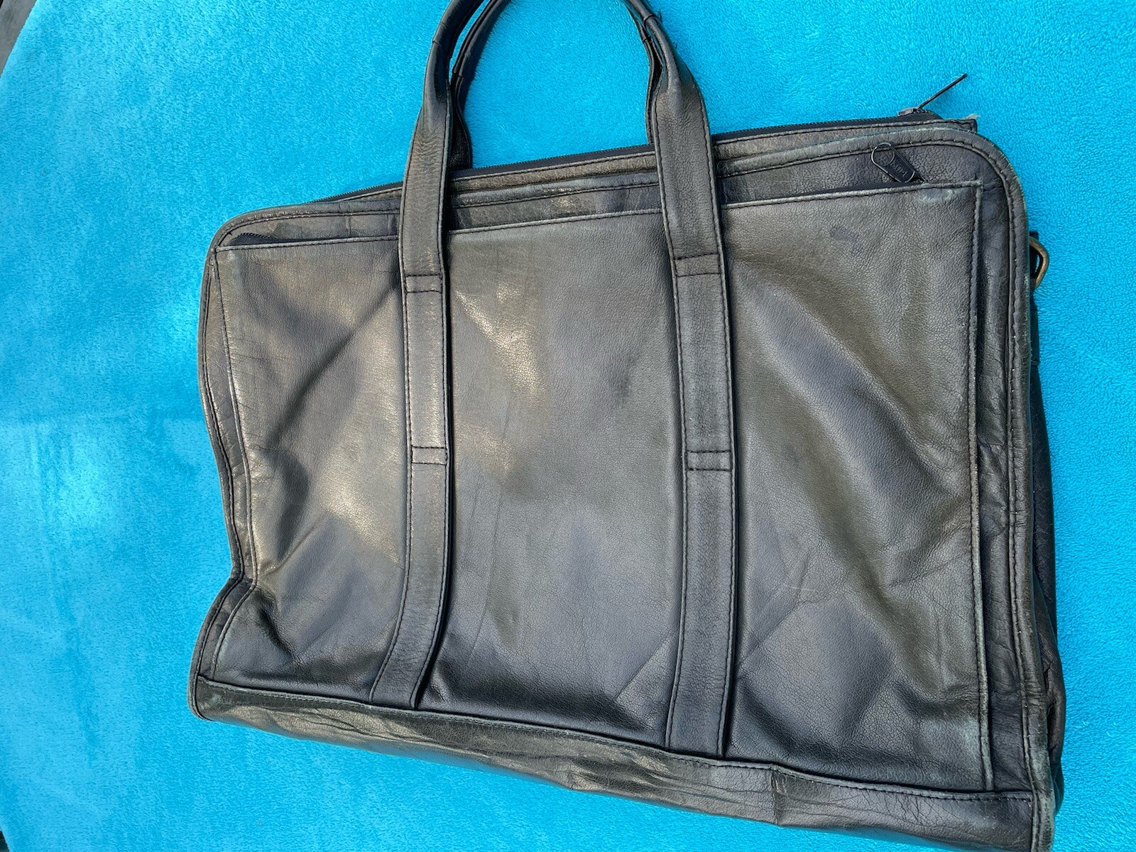Vintage Leather Briefcase Portfolio Heritage Industries India Sun Faded Patina