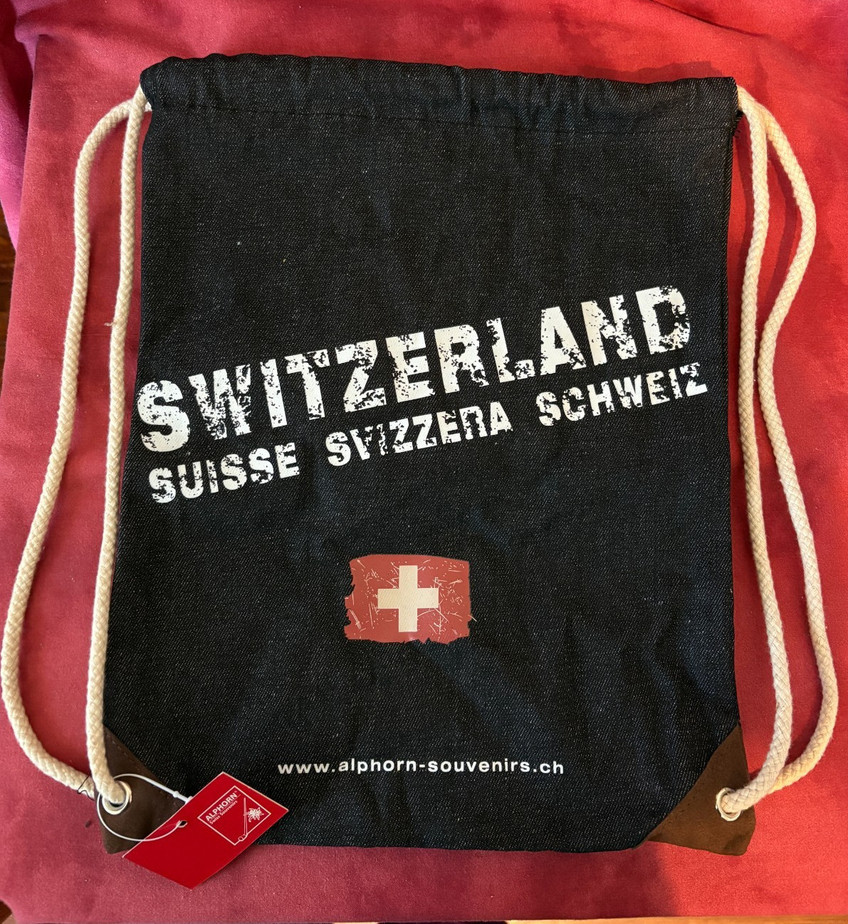 Drawstring Bag Switzerland NEW 15 x 12 strong black denim fabric