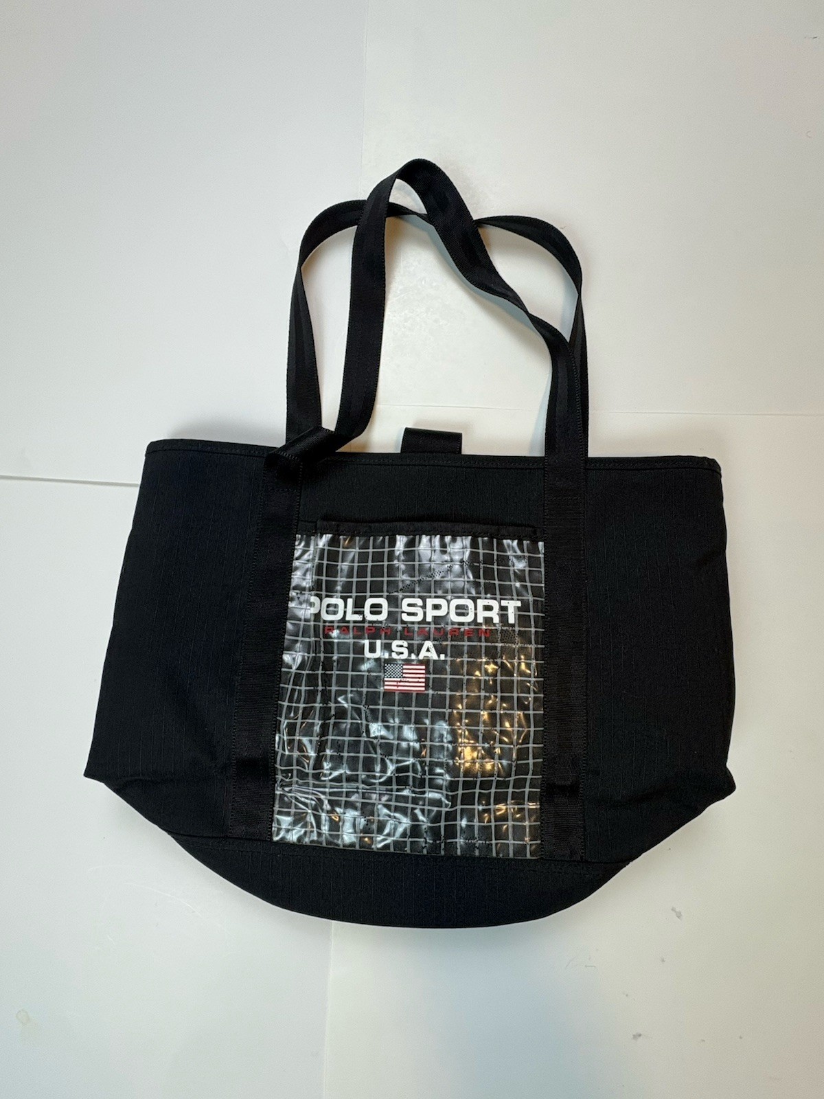 Ralph Lauren polo sport black and white Tote Bag With Screen Mesh Sides