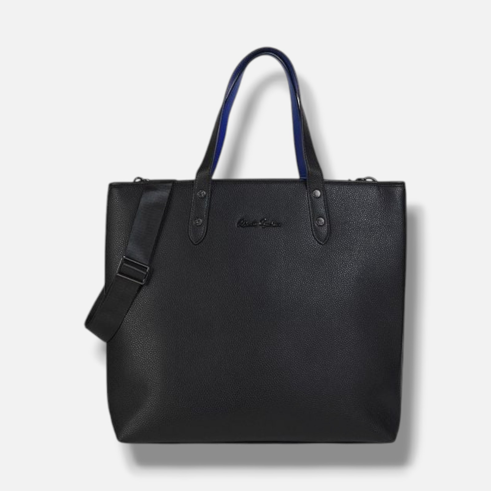 Robert Graham Men’s Black Leather Contrast Trim Magnetic Snifter Tote Bag