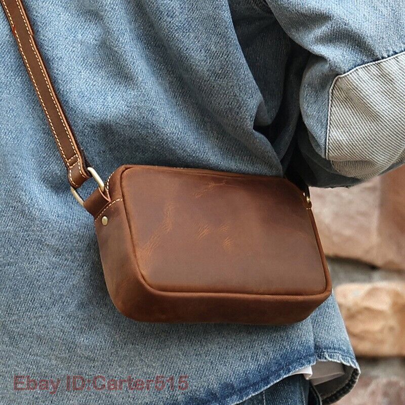 Retro Men’s Crazy Horse Leather Simple Shoulder Bag Small Leather Messenger Bag