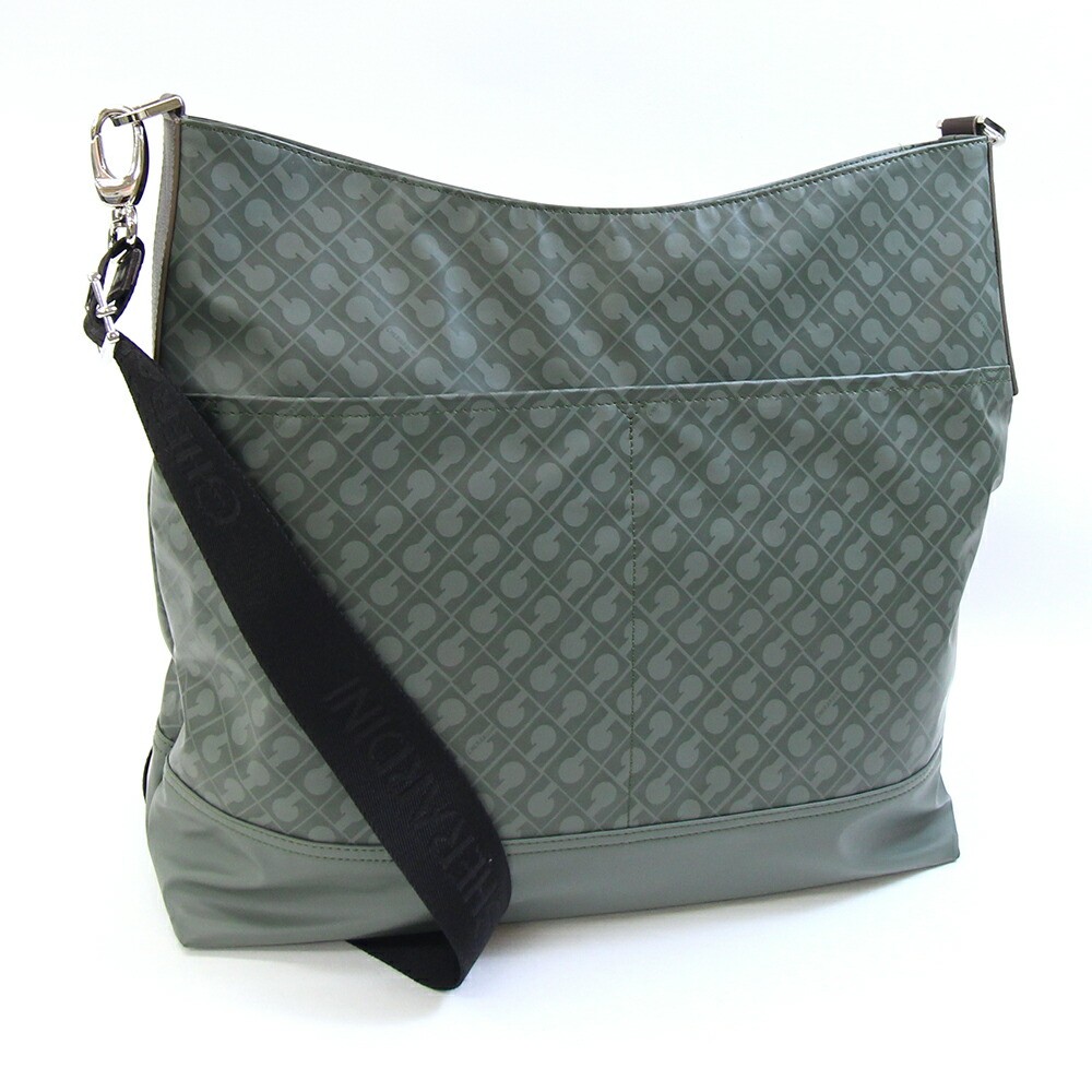 GHERARDINI Shoulder Bag, Grayish Green, Polyester Polyurethane Coated Leather,