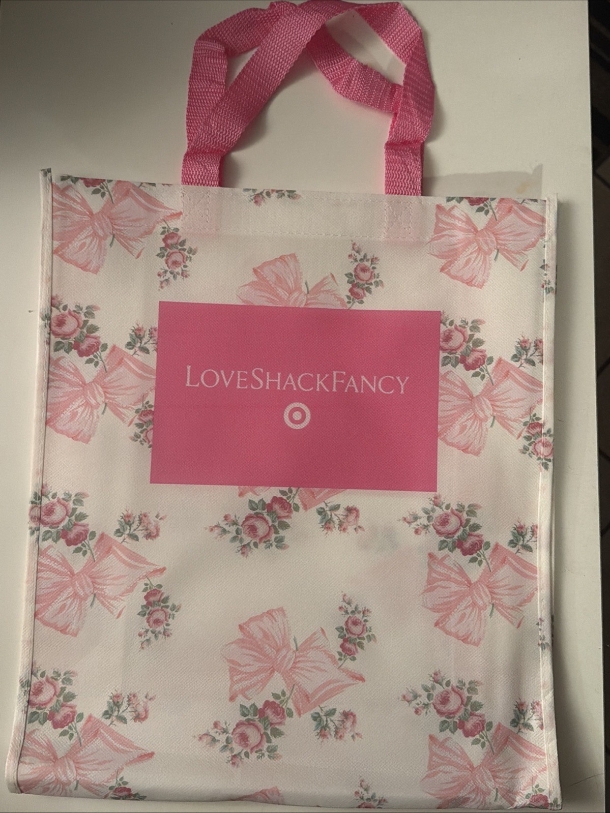 LoveShackFancy x Target Pink & White Floral Theme Tote Bag Limited Edition
