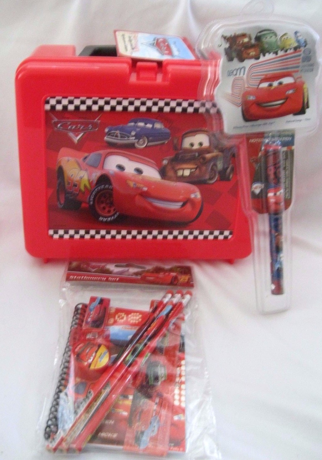 Disney The Cars McQueen & Friends 9″ Plastic Lunchbox,Cars Stationary,&Cars Pen