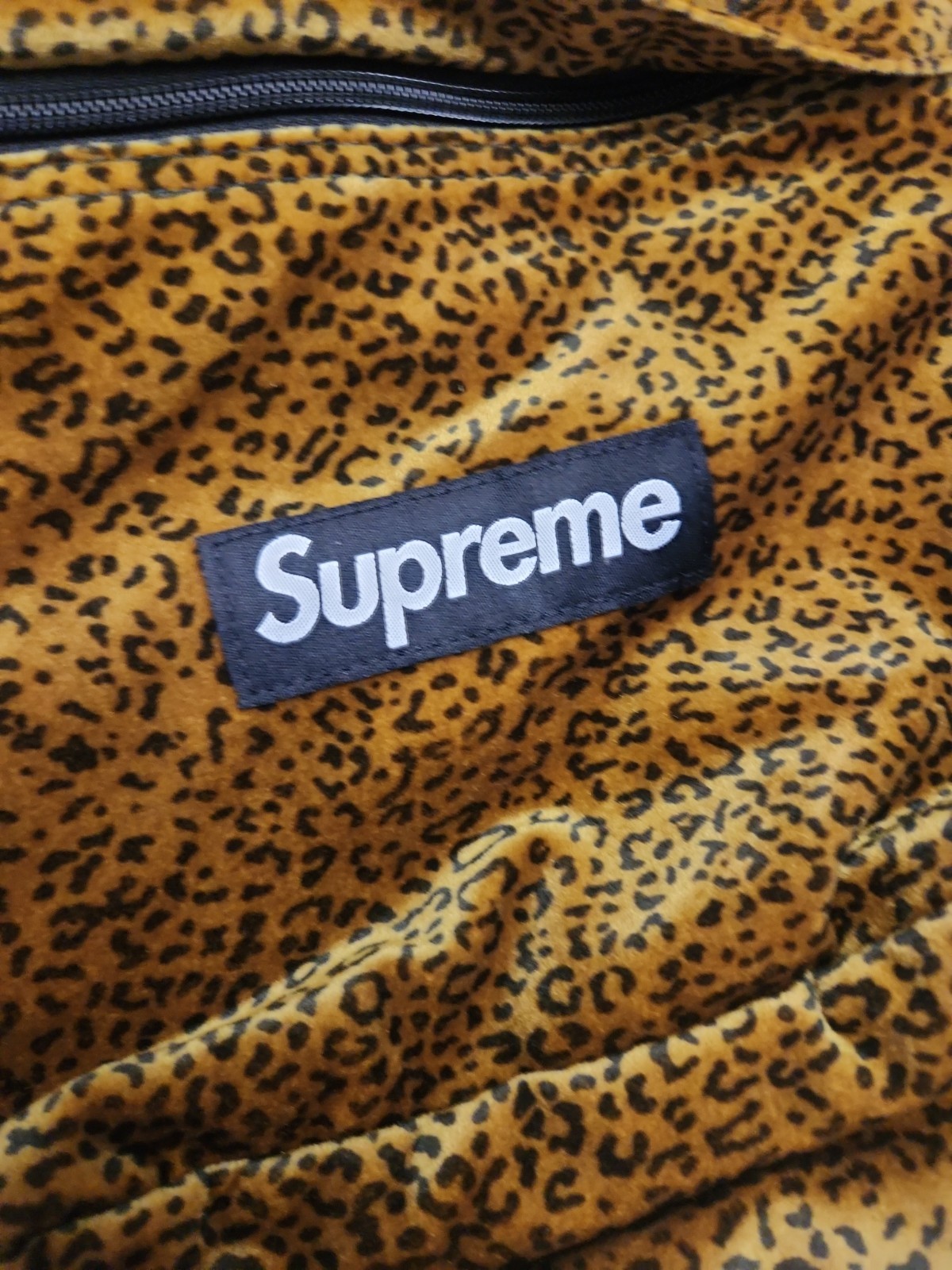Supreme Velvet Backpack – Tan Leopard – NEW ( With Pins As Shown) Free Shipping