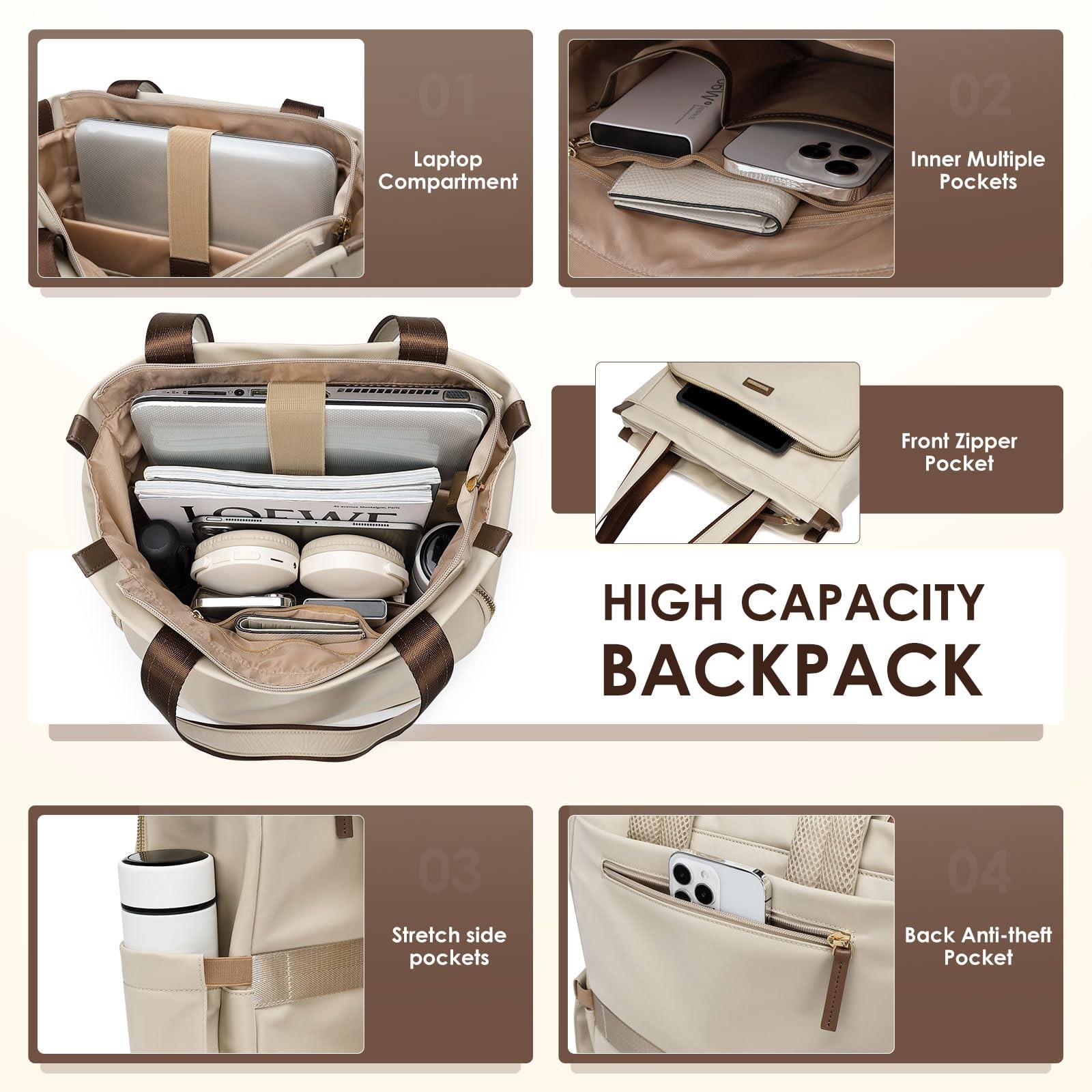 GOLF SUPAGS Convertible Laptop Backpack for Women Casual Daypack Notebook Tot…
