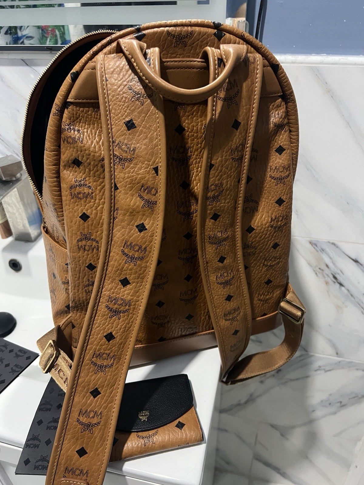 MCM Backpack Medium VISETOS COGNAC 100% Authentic W/RECEIPT