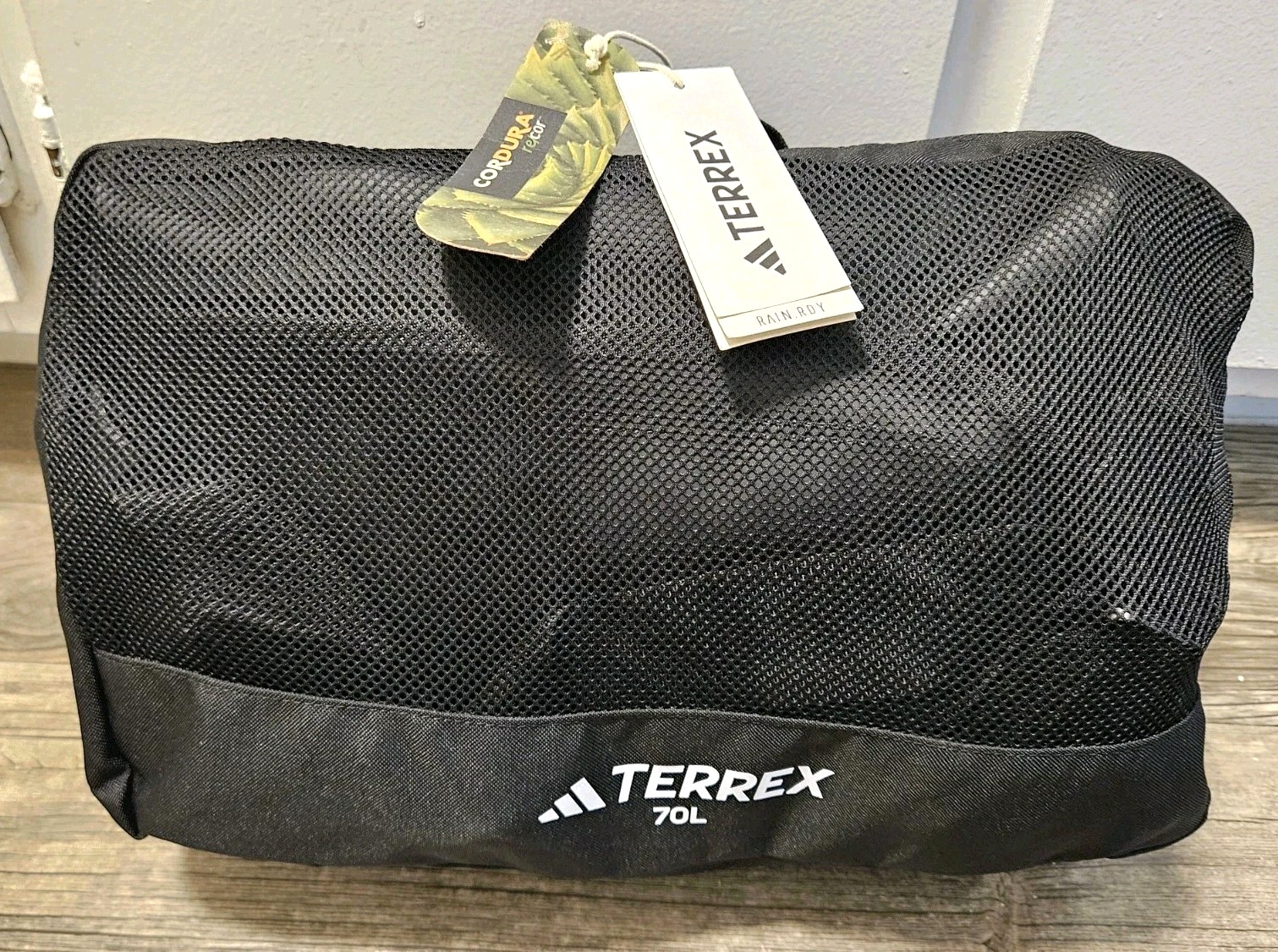 $160 Adidas Terrex RAIN.RDY Expedition 70L Duffel Bag Backpack Black IC5649 NEW