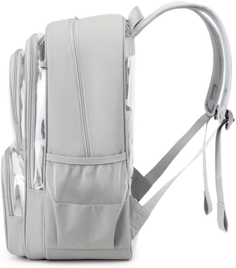 Large Clear Backpack with Multiple Compartments, Heavy-Duty Transparent Bookbag